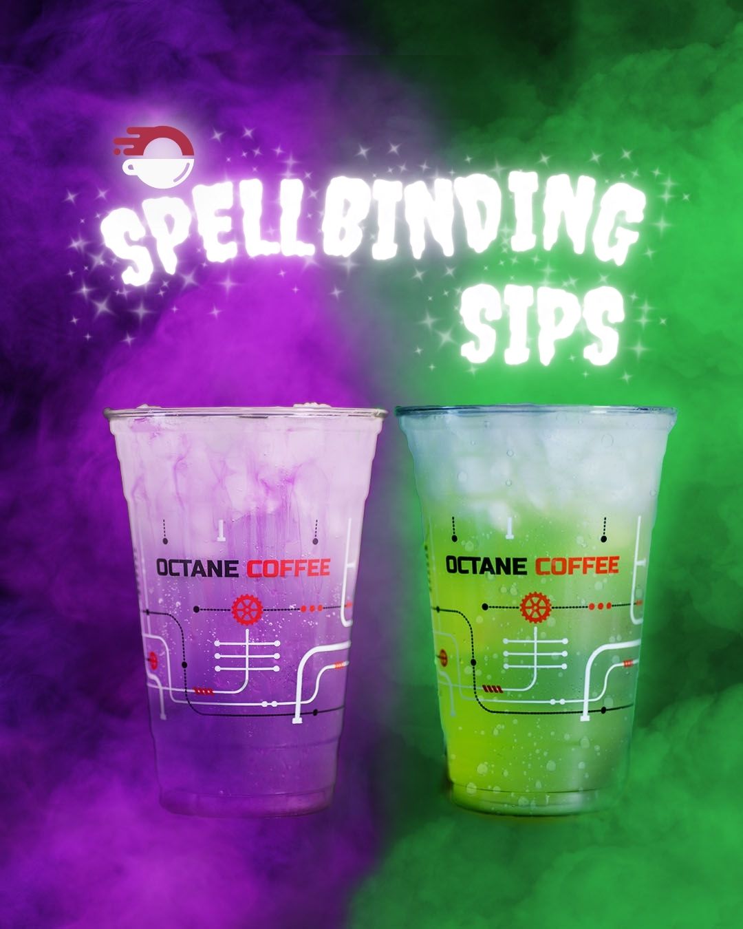 Finished coffee cup design - Spellbinding Sips branded cups